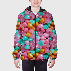 Куртка с капюшоном мужская Конфетные камешки Монпансье, цвет: 3D-черный — фото 2