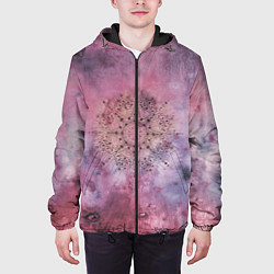 Куртка с капюшоном мужская Мандала гармонии, фиолетовая, космос, цвет: 3D-черный — фото 2