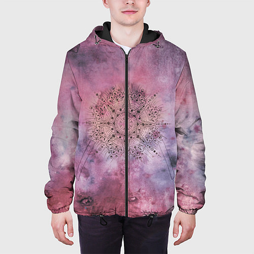 Мужская куртка Мандала гармонии, фиолетовая, космос / 3D-Черный – фото 3