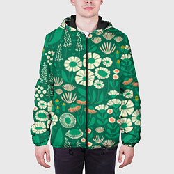 Куртка с капюшоном мужская Поле цветов, цвет: 3D-черный — фото 2