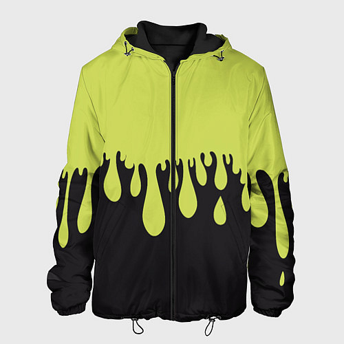 Мужская куртка Зеленые капли на черном / 3D-Черный – фото 1