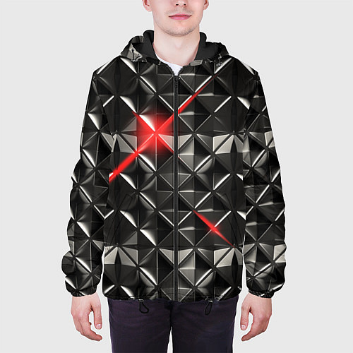 Мужская куртка Металлические плитки / 3D-Черный – фото 3