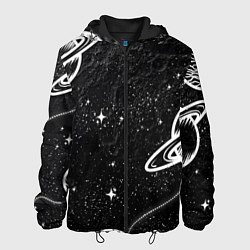 Куртка с капюшоном мужская Черно-белый Сатурн, цвет: 3D-черный