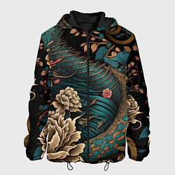 Куртка с капюшоном мужская Японский змей Irezumi, цвет: 3D-черный