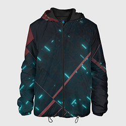 Куртка с капюшоном мужская Неоновые линии в полной темноте, цвет: 3D-черный