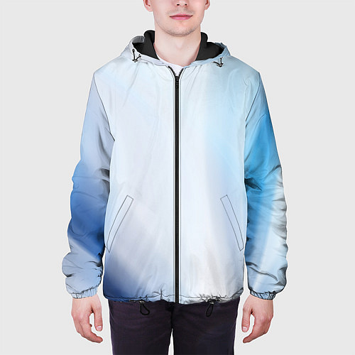 Мужская куртка Светлые синие и голубые волны / 3D-Черный – фото 3