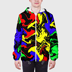 Куртка с капюшоном мужская Разводы цветных красок, цвет: 3D-белый — фото 2