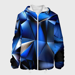 Куртка с капюшоном мужская Polygon blue abstract, цвет: 3D-белый