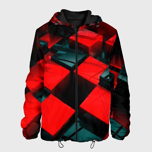 Мужская куртка Кубы геометрии красный и чёрный / 3D-Черный – фото 1