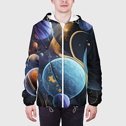 Куртка с капюшоном мужская Планеты во вселенной, цвет: 3D-белый — фото 2