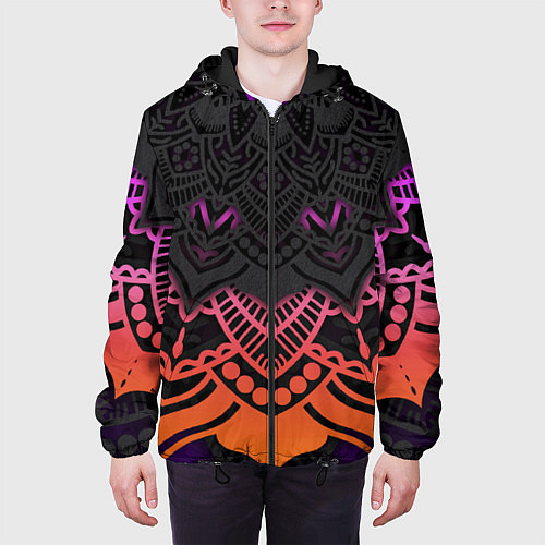 Мужская куртка Цветастый узор / 3D-Черный – фото 3