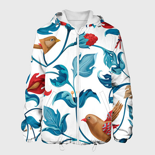 Мужская куртка Узоры и птицы / 3D-Белый – фото 1