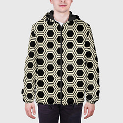Куртка с капюшоном мужская Шестиугольная сота, цвет: 3D-черный — фото 2