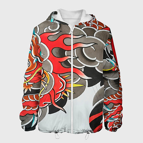 Мужская куртка Иредзуми: дракон в дыму / 3D-Белый – фото 1