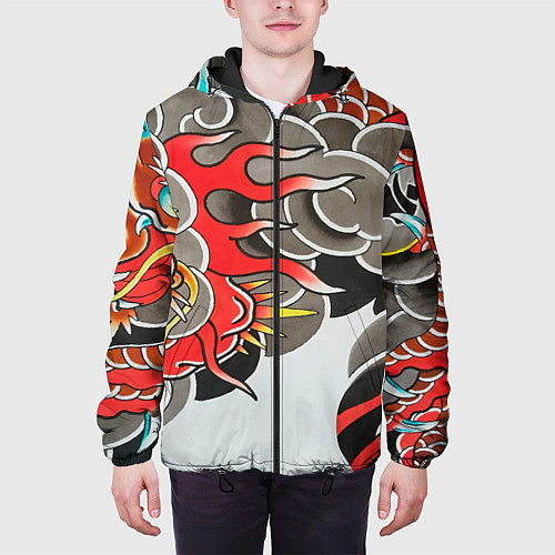 Мужская куртка Иредзуми: дракон в дыму / 3D-Черный – фото 3