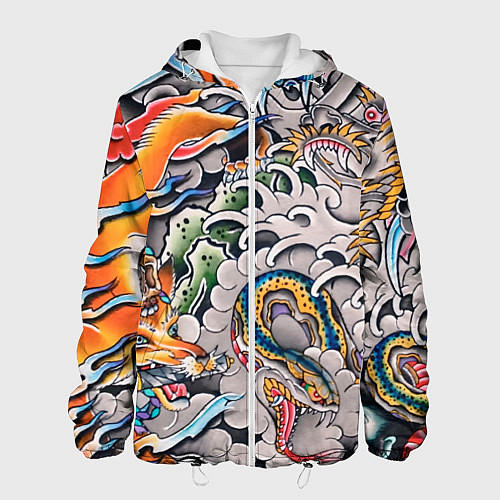 Мужская куртка Иредзуми: дракон и лис / 3D-Белый – фото 1
