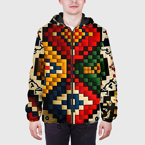 Мужская куртка Русский узор крестиком / 3D-Черный – фото 3
