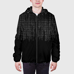 Куртка с капюшоном мужская Матрица из цифр и иероглифов, цвет: 3D-черный — фото 2