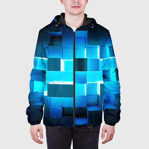 Мужская куртка Неоновые кубы с подсветкой / 3D-Черный – фото 3