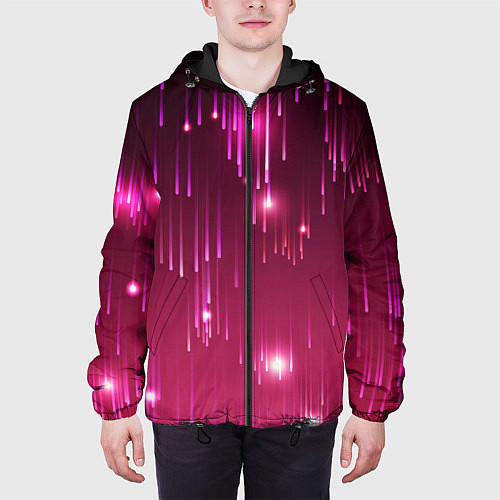 Мужская куртка Светящиеся розовые линии / 3D-Черный – фото 3