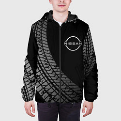 Куртка с капюшоном мужская Nissan tire tracks, цвет: 3D-черный — фото 2