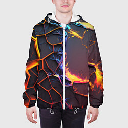 Куртка с капюшоном мужская Подорванные неоновые плиты, цвет: 3D-белый — фото 2