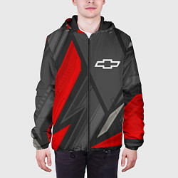 Куртка с капюшоном мужская Chevrolet sports racing, цвет: 3D-черный — фото 2