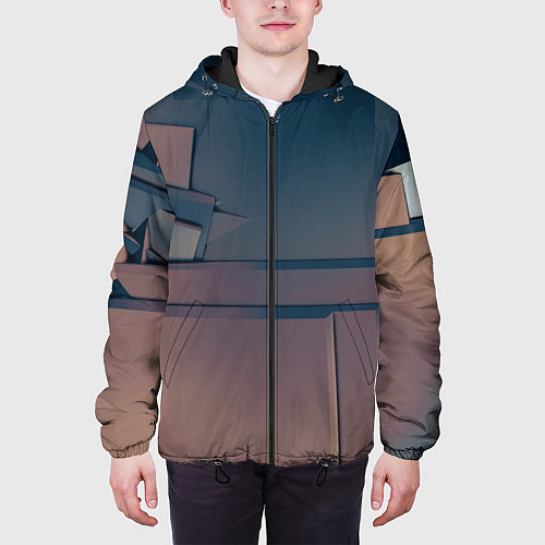 Мужская куртка Абстрактные геометрические соединения / 3D-Черный – фото 3