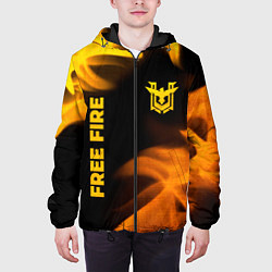 Куртка с капюшоном мужская Free Fire - gold gradient: надпись, символ, цвет: 3D-черный — фото 2