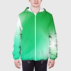 Куртка с капюшоном мужская Градиент зеленый, цвет: 3D-белый — фото 2