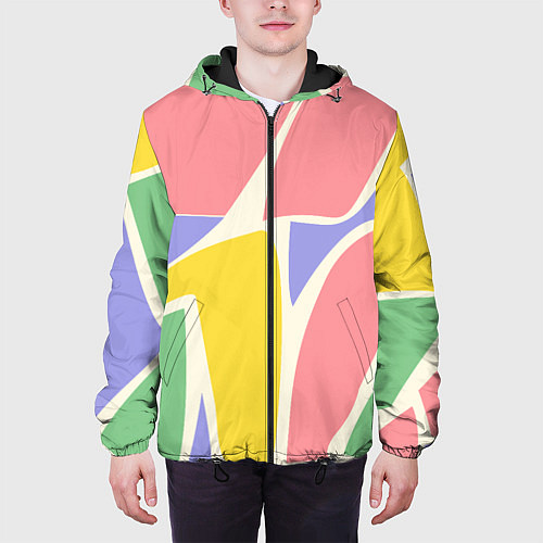 Мужская куртка Абстрактные разноцветные фигуры / 3D-Черный – фото 3