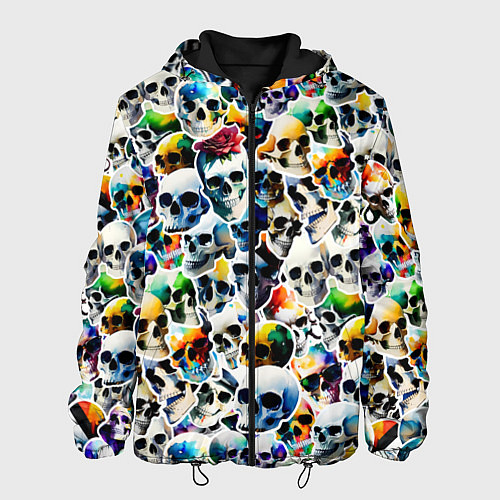 Мужская куртка Акварельные черепа / 3D-Черный – фото 1