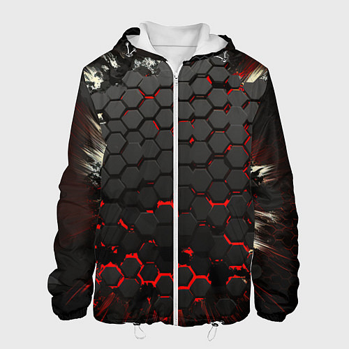 Мужская куртка Черно-красные объемные плиты / 3D-Белый – фото 1
