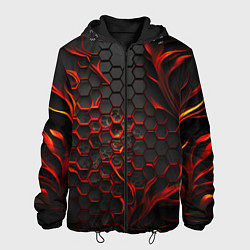 Куртка с капюшоном мужская Объемные огненные плитки, цвет: 3D-черный