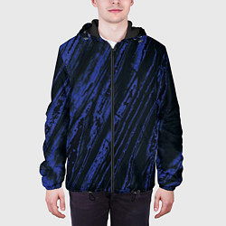 Куртка с капюшоном мужская Синие полосы, цвет: 3D-черный — фото 2