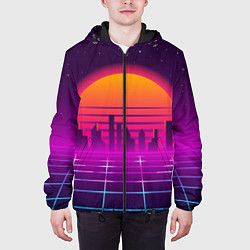 Куртка с капюшоном мужская Futuristic Retro City, цвет: 3D-черный — фото 2
