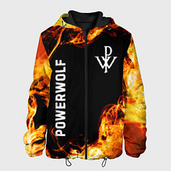 Куртка с капюшоном мужская Powerwolf и пылающий огонь, цвет: 3D-черный