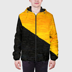 Куртка с капюшоном мужская Желто-черные масляные краски, цвет: 3D-черный — фото 2