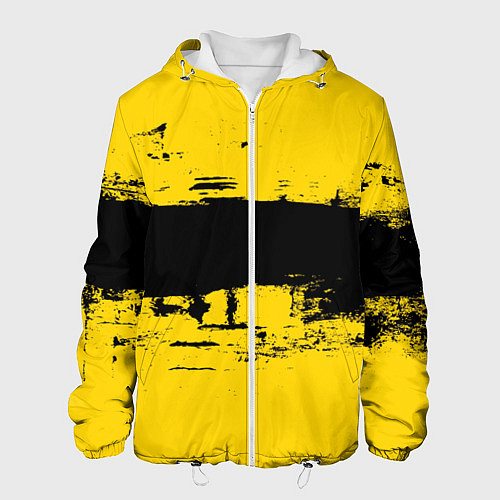 Мужская куртка Черно-желтая полоса Cyberpunk 2077 / 3D-Белый – фото 1