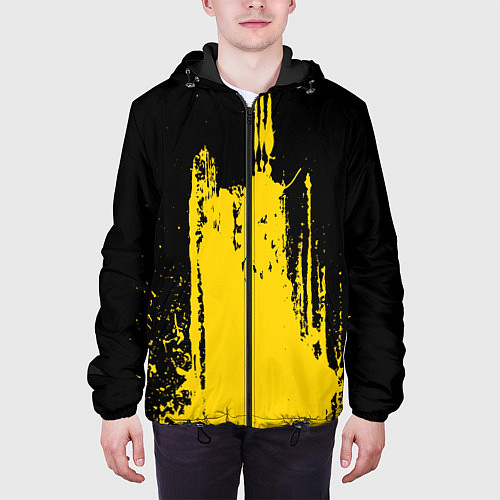 Мужская куртка Фонтан бурлящей желтой краски / 3D-Черный – фото 3