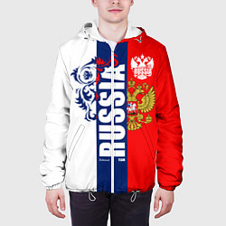 Куртка с капюшоном мужская Russia national team: white blue red, цвет: 3D-белый — фото 2