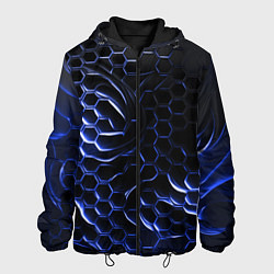 Куртка с капюшоном мужская Синие объемные плиты, цвет: 3D-черный