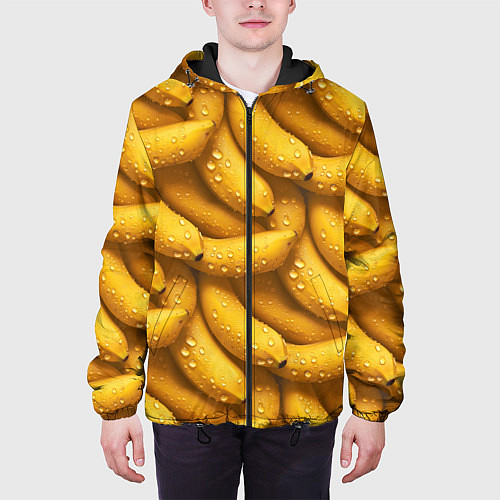 Мужская куртка Сочная текстура из бананов / 3D-Черный – фото 3
