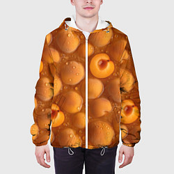 Куртка с капюшоном мужская Сочная текстура из персиков, цвет: 3D-белый — фото 2