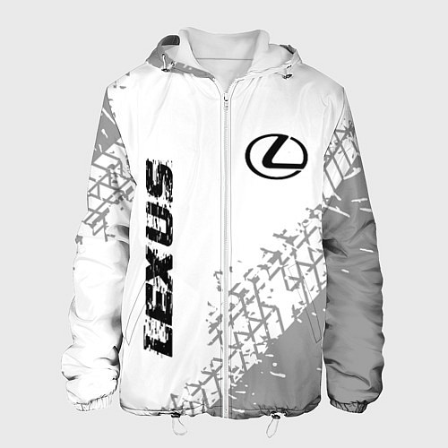 Мужская куртка Lexus speed на светлом фоне со следами шин: надпис / 3D-Белый – фото 1