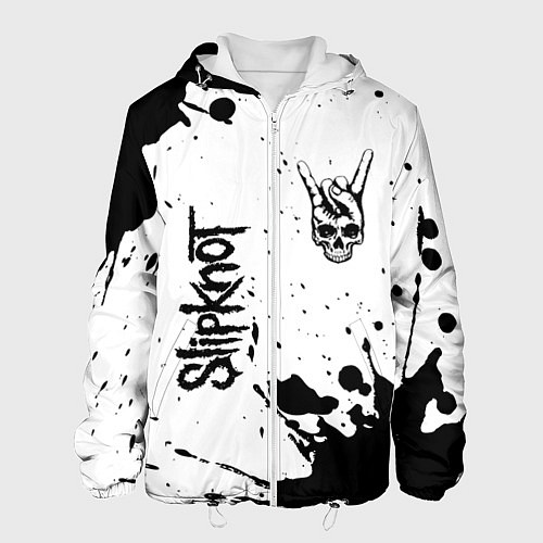 Мужская куртка Slipknot и рок символ на светлом фоне / 3D-Белый – фото 1