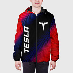 Куртка с капюшоном мужская Tesla красный карбон, цвет: 3D-черный — фото 2