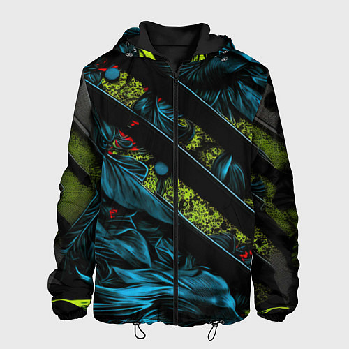Мужская куртка Зеленая объемная абстракция / 3D-Черный – фото 1