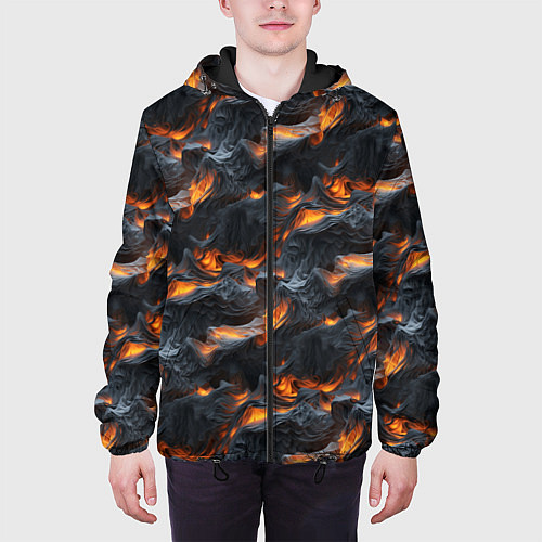 Мужская куртка Огненные волны - pattern / 3D-Черный – фото 3