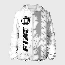 Куртка с капюшоном мужская Fiat speed на светлом фоне со следами шин: по-верт, цвет: 3D-белый